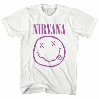 NIRVANA - Purple Smiley - biele pánske tričko