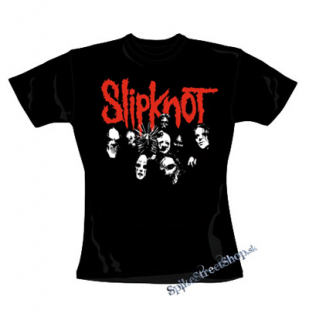 SLIPKNOT - Red Logo Band - čierne dámske tričko