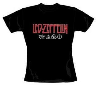 LED ZEPPELIN - Logo & Symbols Ladies Skinny Fit - čierne dámske tričko