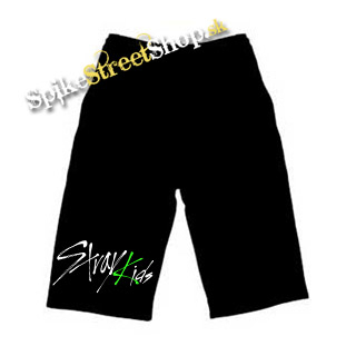 Kraťasy STRAY KIDS - Oddinary Logo Green - Ľahké  sieťované čierne letné šortky