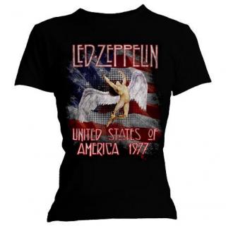 LED ZEPPELIN - Stars N Stripes Skinny Fit - čierne dámske tričko