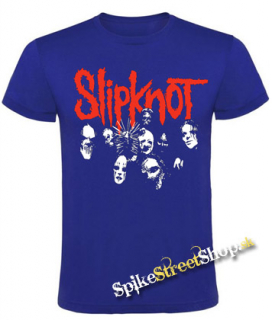 SLIPKNOT - Red Logo Band - kráľovskymodré pánske tričko