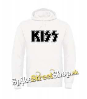 KISS - Logo Black - biela pánska mikina