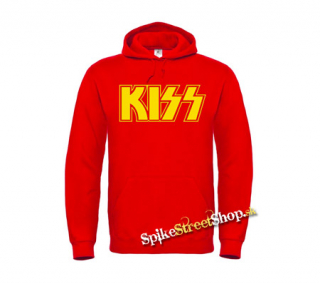 KISS - Logo Yellow - červená pánska mikina