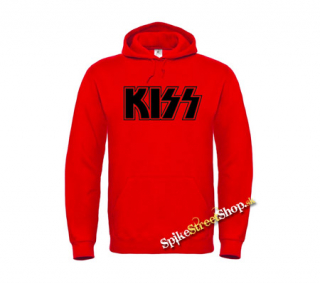 KISS - Logo Black - červená pánska mikina