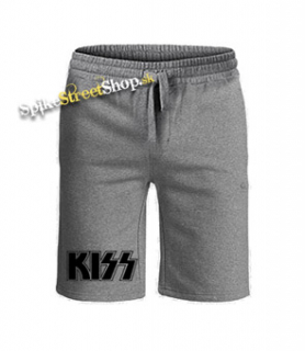 KISS - Logo Black - Kraťasy vo farbe sivý melír