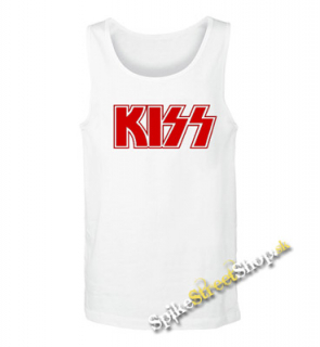 KISS - Red Logo - Mens Vest Tank Top - biele