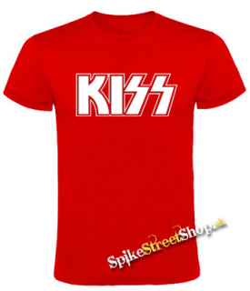 KISS - Logo White - červené pánske tričko