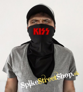 KISS - Logo Red - čierna bavlnená šatka na tvár