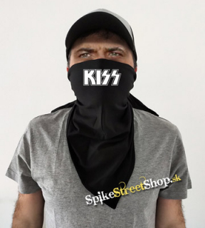 KISS - Logo White - čierna bavlnená šatka na tvár