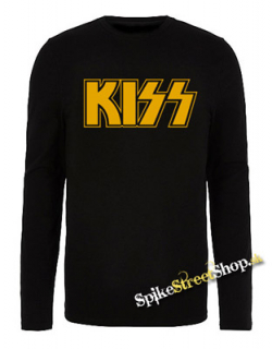 KISS - Logo Yellow - čierne pánske tričko s dlhými rukávmi