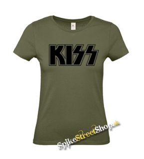 KISS - Logo Black - khaki dámske tričko