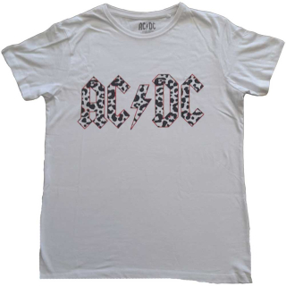 AC/DC - Mono Leopard Print Logo - biele dámske tričko