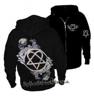 HIM - Heartagram Bone Skull - čierna pánska mikina na zips