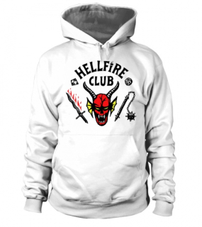 STRANGER THINGS - Hellfire Club - biela pánska mikina
