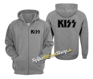 KISS - Logo Black - šedá pánska mikina na zips
