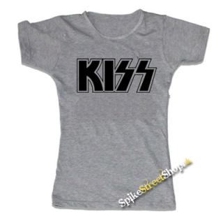 KISS - Logo Black - šedé dámske tričko