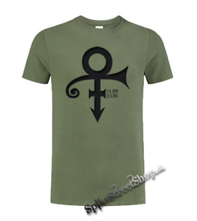 PRINCE - Signature 1958-2016 - olivové pánske tričko