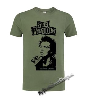 SEX PISTOLS - Sid Vicious - olivové pánske tričko