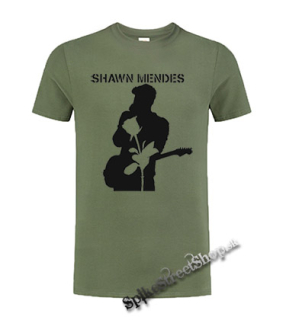 SHAWN MENDES - Rose Portrait - olivové pánske tričko