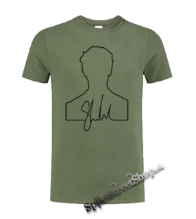 SHAWN MENDES - Signature - olivové pánske tričko