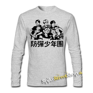 BTS - BANGTAN BOYS - Korean Band - šedé detské tričko s dlhými rukávmi