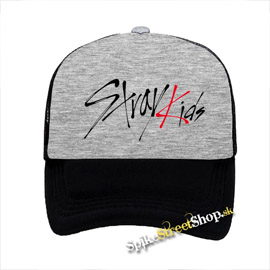 STRAY KIDS - Logo Black Red - šedočierna sieťkovaná šiltovka model "Trucker"
