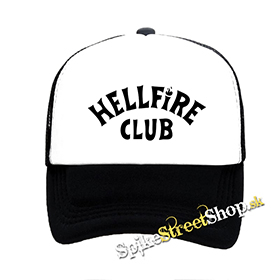 STRANGER THINGS - HELLFIRE CLUB -čiernobiela sieťkovaná šiltovka model "Trucker"