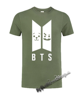 BTS - Emoji BT21 Logo - olivové detské tričko
