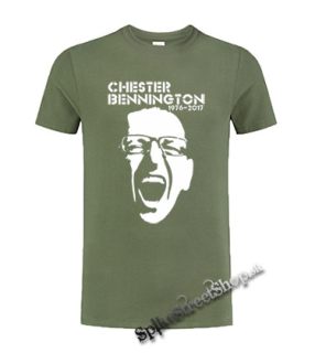 CHESTER BENNINGTON - Logo - olivové detské tričko