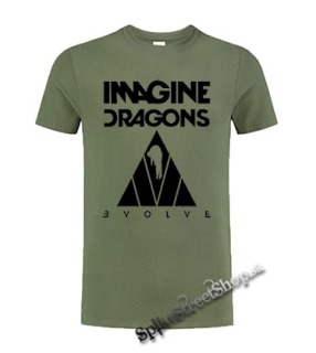 IMAGINE DRAGONS - Evolve Triangle Black - olivové detské tričko