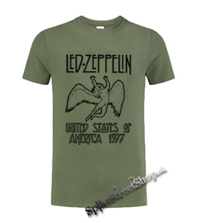 LED ZEPPELIN - United States Of America 1977 - olivové detské tričko