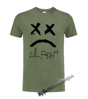 LIL PEEP - Sad Faces And Logo - olivové detské tričko
