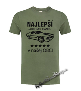NAJLEPŠÍ AUTOMECHANIK V OBCI - olivové detské tričko