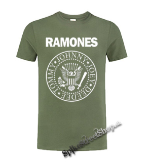 RAMONES - Johnny, Joey, Deedee, Tommy - olivové detské tričko