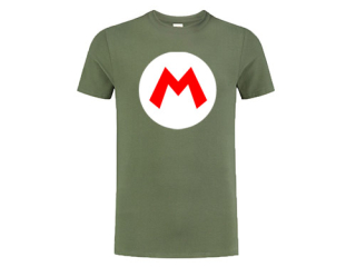 SUPER MARIO - Logo Crest - olivové detské tričko