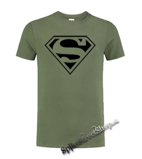 SUPERMAN - Logo - olivové detské tričko