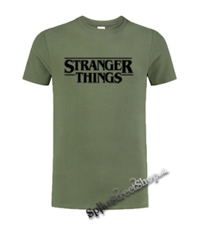 STRANGER THINGS - Logo - olivové pánske tričko