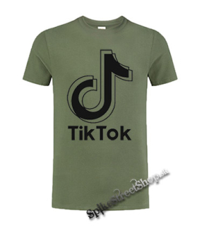 TIK TOK - Double Logo - olivové pánske tričko