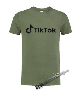 TIK TOK - Double Logo - Motive 2 - olivové pánske tričko