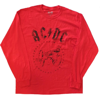 AC/DC - For Those About to Rock - červené pánske tričko s dlhými rukávmi