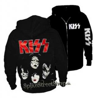 KISS - Tváre - čierna pánska mikina na zips