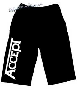 Kraťasy ACCEPT - Logo - Motive 2 - Ľahké  sieťované čierne letné šortky