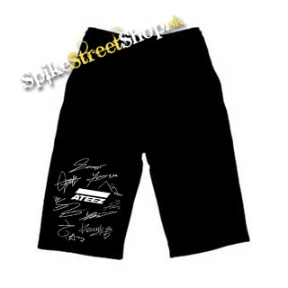 Kraťasy ATEEZ - Logo & Signature- Ľahké sieťované čierne letné šortky