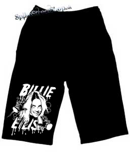 Kraťasy BILLIE EILISH - Logo Portrait - Ľahké sieťované čierne letné šortky