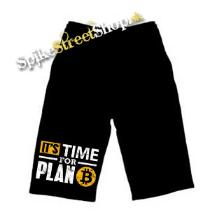 Kraťasy BITCOIN - Its Time For Plan B - Ľahké sieťované čierne letné šortky