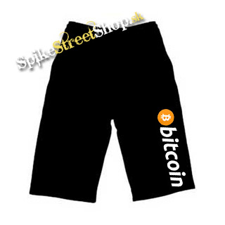 Kraťasy BITCOIN - Logo - Ľahké sieťované čierne letné šortky