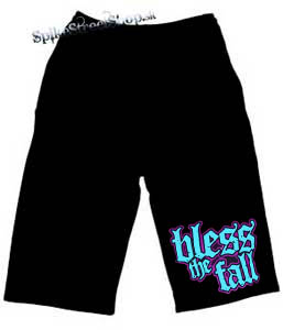 Kraťasy BLESSTHEFALL - Logo - Ľahké sieťované čierne letné šortky