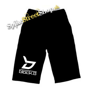 Kraťasy BLOCK B - Logo - Ľahké sieťované čierne letné šortky