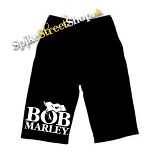 Kraťasy BOB MARLEY - Logo & Flag - Ľahké sieťované čierne letné šortky